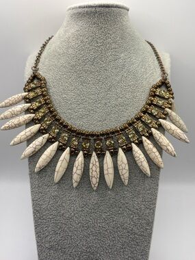 Cleopatra Statement Necklace White Choker 14-18”